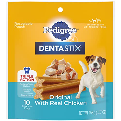 PEDIGREE DENTASTIX Small_Medium Dog Dental Treats Original Flavor Dental Bones, 5.57 Oz - 10 Count (Pack of 7)