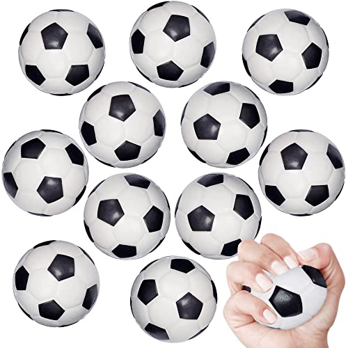 Mini Sports Balls for Kids Party Favor Toy, Soccer Ball, Basketball, Football, Baseball (12 Pack) Squeeze Foam for Stress, Anxiety Relief, Relaxation. (12 Pack (Soccer Balls))