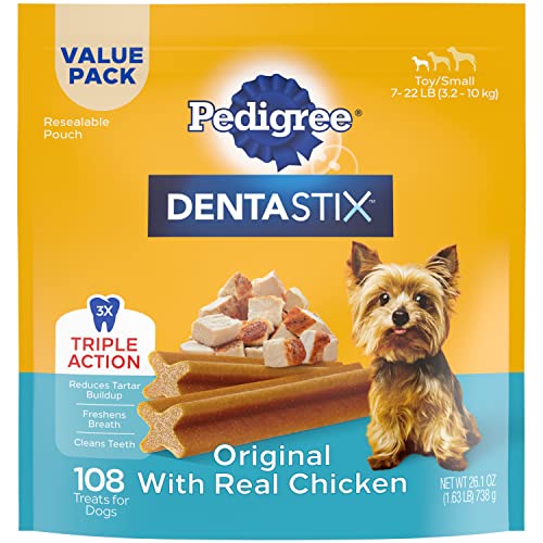 PEDIGREE DENTASTIX Toy_Small Dog Dental Treats Original Flavor Dental Bones, 1.68 lb. Value Pack (108 Treats)