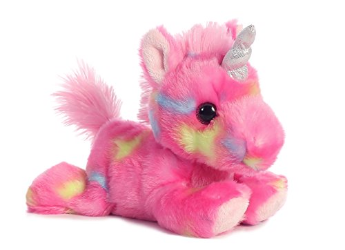 Aurora® Vibrant Bright Fancies™ Jellyroll Unicorn™ Stuffed Animal - Eye-Catching Fun - Delightful Cuddles - Pink 7 Inches