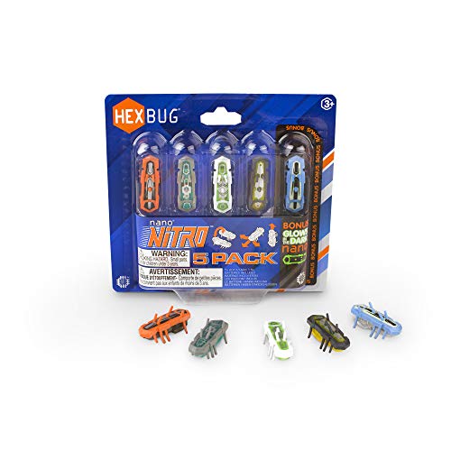 HEXBUG nano Nitro 5 Pack - Sensory Vibration Toys for Kids and Cats - Tiny HEX BUG Children’s Toy Technology with Batteries Included - Multicolor