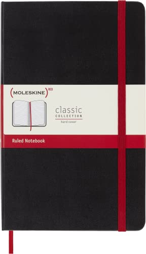 Moleskine (PRODUCT) RED Classic Notebook, Hard Cover, Large (5" x 8.25") Ruled_Lined, Black, 240 Pages