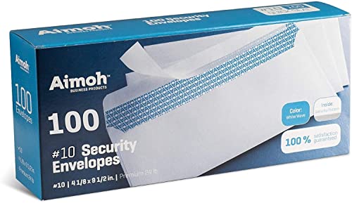 #10 Security Tinted Self-Seal Envelopes - No Window - EnveGuard, Size 4-1_8 X 9-1_2 Inches - White - 24 LB - 100 Count (34100)