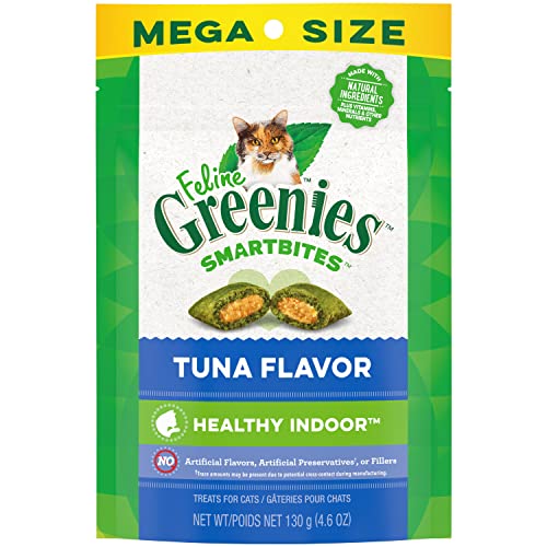 Greenies Feline Smartbites Healthy Indoor Natural Treats for Cats, Tuna Flavor, 4.6 oz. Pouch (Pack of 1)