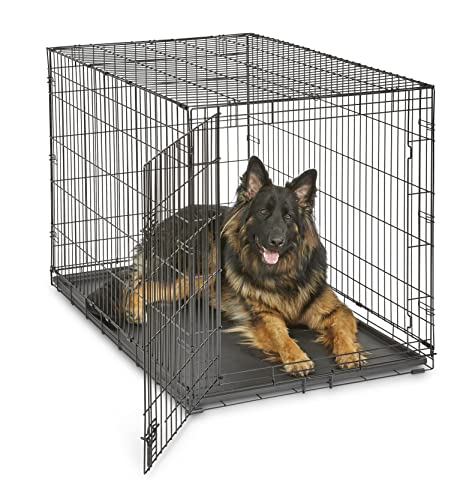 New World Newly Enhanced Single Door New World Dog Crate, Includes Leak-Proof Pan, Floor Protecting Feet, & New Patented Features, 48 Inch