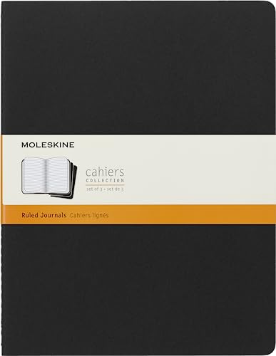 Moleskine Cahier Journal, Soft Cover, XXL (8.5" x 11") Ruled_Lined, Black, 120 Pages (Set of 3)