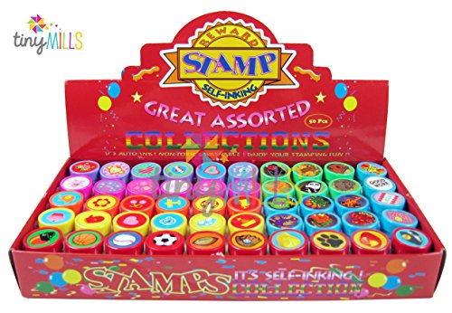 TINYMILLS 50 Pcs Assorted Stampers for Kids - Birthday Party Favors