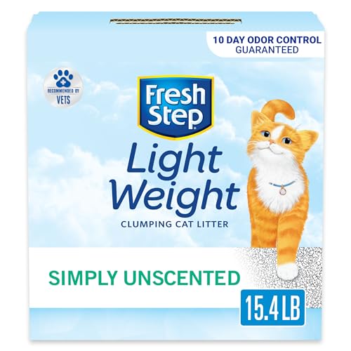 Fresh Step Clumping Cat Litter, Lightweight, Unscented, Long Lasting Odor Control Kitty Litter with Activated Charcoal, Low Dust Formula, 15.4 lb