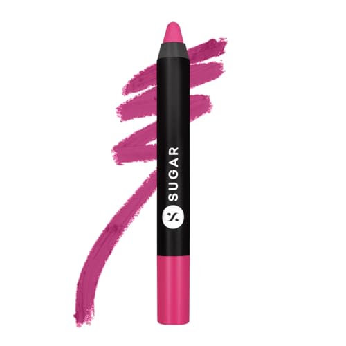 SUGAR Cosmetics Matte As Hell Crayon Lipstick02 Mary Poppins (Fuchsia) Highly pigmented, Creamy Texture, Long lasting Matte Finish