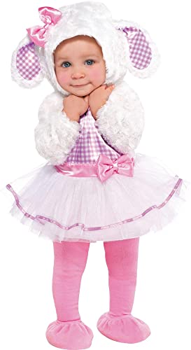 amscan Little Lamb Halloween Costume for Babies, 12-24 Months, with Dress, Hood, Booties, and Tights