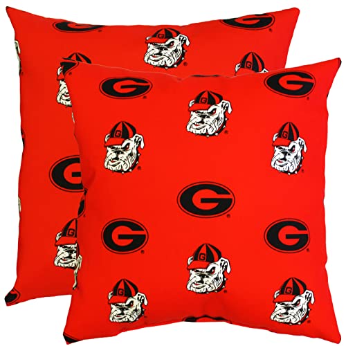 College Covers Outdoor Decorative Pillow Pillow, 2 Count (Pack of 1), Georgia Bulldogs