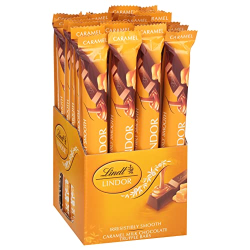 Lindt LINDOR Caramel Milk Chocolate Truffle Bar, Milk Chocolate Candy with Smooth, Melting Truffle Center, Great for gift giving, 1.3 ounce (Pack of 24)