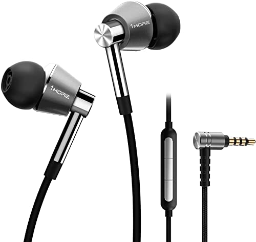 1MORE Triple Driver In-Ear Earphones Hi-Res Headphones with High Resolution, Bass Driven Sound, MEMS Mic, In-Line Remote, High Fidelity for Smartphones_PC_Tablet - Silver