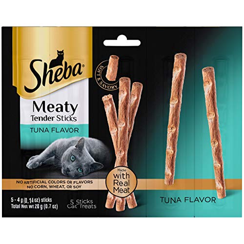 SHEBA Meaty Tender Sticks Cat Treats Tuna Flavor, 0.14 oz, 5 Count (Pack of 10)