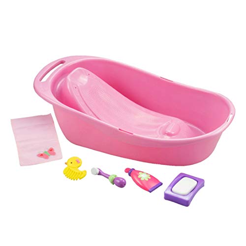 JC Toys Baby Doll Newborn Realistic Bath for Keeps Playtime! | Fits Dolls up to 16" | Includes Bath and Accessories | Ages 2+, Pink