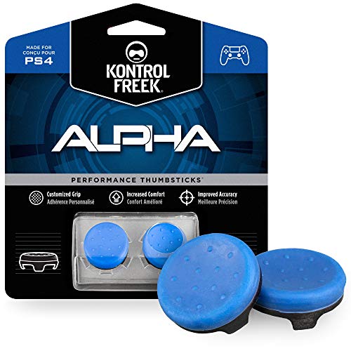 KontrolFreek Alpha for Playstation 4 (PS4) and Playstation 5 (PS5) | Performance Thumbsticks | 2 Low-Rise Concave | Blue