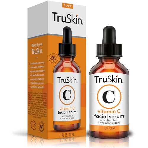 TruSkin Vitamin C Face Serum – Anti Aging Facial Serum with Vitamin C, Hyaluronic Acid, Vitamin E & More – Brightening Serum for Dark Spots, Even Skin Tone, Eye Area, Fine Lines & Wrinkles, 1 Fl Oz