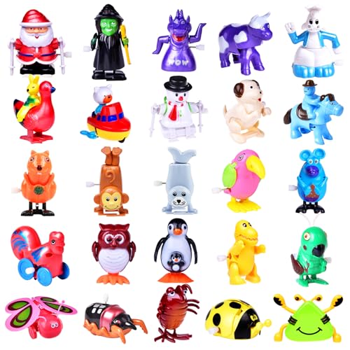 Wind Up Toys - 25pcs Wind-up Animals Toys Flipping Walking Jumping Clockwork Bulk Toys for Kids Birthday Gift Party Favors, Games Toys Kids Prizes,Treasure Box Toys,Prize Box,Pinata Stuffers