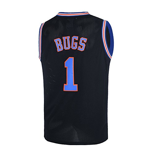 TUEIKGU #1 Bugs Space Movie Basketball Jersey for Men 90s Hip hop Clothing for Party (Black, Small)