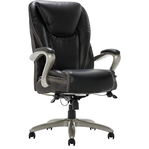 Serta® Smart Layers™ Hensley Big & Tall Ergonomic Bonded Leather High-Back Chair, Black_Silver