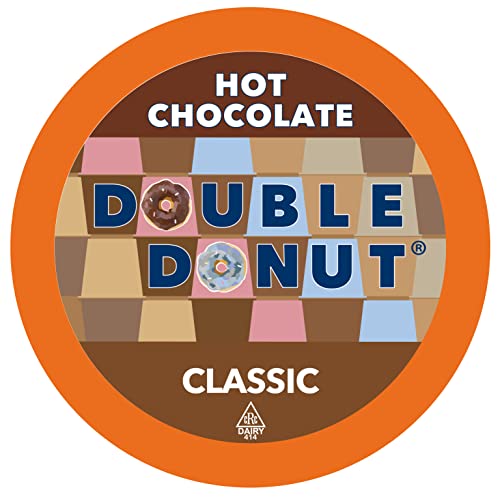 Double Donut Hot Chocolate Pods for Keurig K Cups Brewers, Single Serve Classic Hot Cocoa Pods, 24 Count