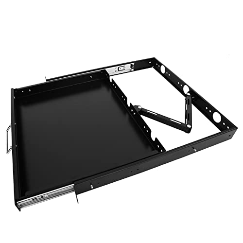 RAISING ELECTRONICS 1U Rack Mount Sliding Keyboard Tray Cantilever for Server Data Network Rack