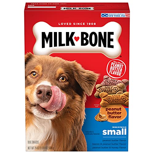 Milk-Bone Peanut Butter Flavor Dog Treats for Small Dogs, 24 Ounce (Pack of 12), Crunchy Texture Helps Freshen Breath