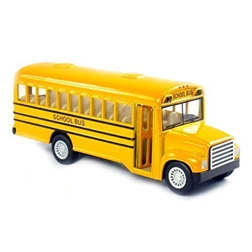 KiNSFUN 6 inch Long-Nose School Bus Die Cast Metal Model Toy Car w_Pullback Action