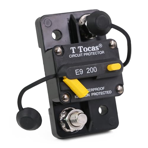 T Tocas 200 Amp Circuit Breaker with Switch Button Manual Reset, 12V - 48V DC, Waterproof 200A dc Breakers