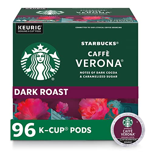 Starbucks K-Cup Coffee Pods—Dark Roast Coffee—Caffè Verona for Keurig Brewers—100zz Arabica—4 boxes (96 pods total)