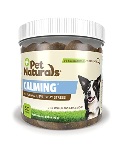 Pet Naturals Calming for Medium and Large Dogs, 30 Chicken Flavored Chews - Works in 30 Minutes, Anxiety Relief for Dogs, Vet Recommended