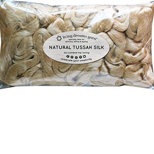 Tussah Silk Fiber for Soap Making, Spinning, Blending, Felting, Dyeing, and Paper Making. Premium Grade Natural Golden Combed Top Roving.