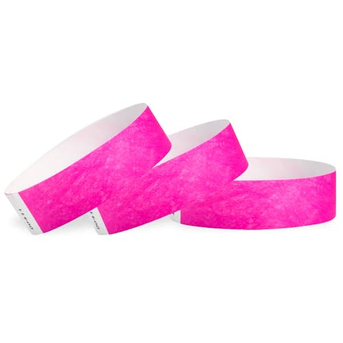 WristCo Neon Pink Tyvek Wristbands for Events – 10,000 Count – Tamper-Proof Design & Fluorescent Color Prevent Reuse – Premium-Grade Bracelets for Hospital & Medical ID, Party & VIP Identification