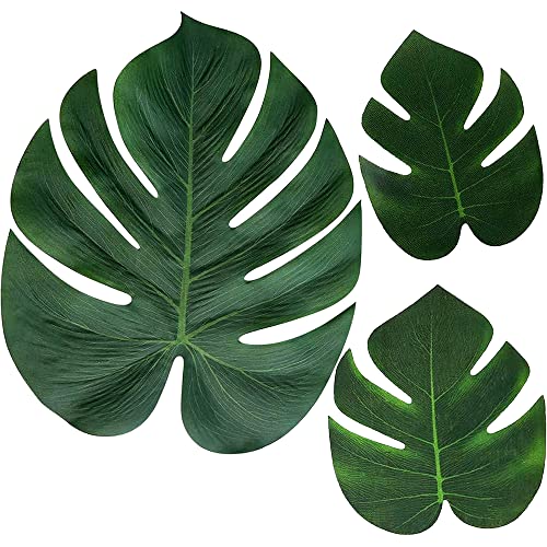 Moon Boat 120PCS Tropical Palm Leaves Plant Imitation Leaf-Hawaiian_Luau_Jungle Party Table Decorations