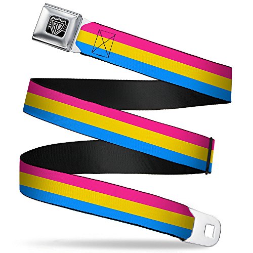 Buckle-Down Seatbelt Belt - Flag Pansexual Pink_Yellow_Blue - 1.0" Wide - 20-36 Inches in Length