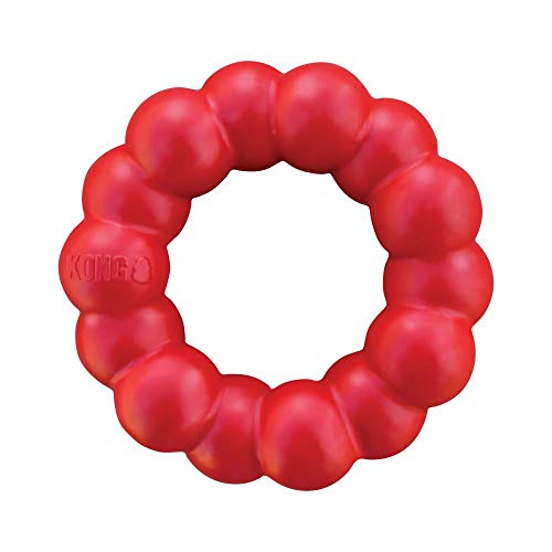 KONG Ring - Natural Rubber Ring Toy for Healthy Chewing Habits - Chew Toy Supports Dog Dental Health - Dog Toy Supports Instincts During Playtime - for Medium_Large Dogs