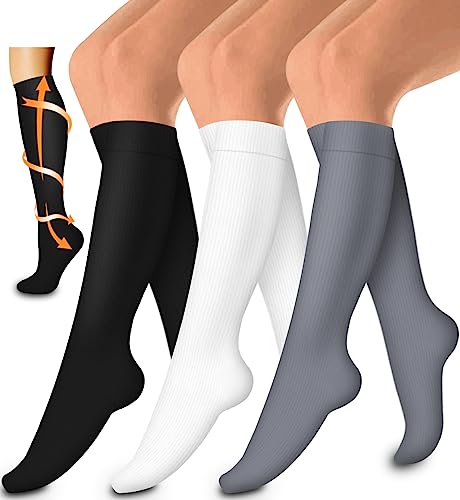 Laite Hebe compression socks,Black+White+Grey,S_M (3 pairs)