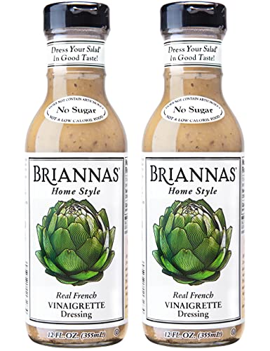 BRIANNAS Home Style Real French Vinaigrette I Gluten Free, Sugar Free, Vegan I Made in Small Batches - 12 Fl Oz (2 Pack)