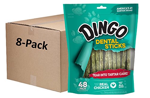 Dingo Tartar and Breath Dental Sticks for All Dogs, 48-Count (Pack of 8)