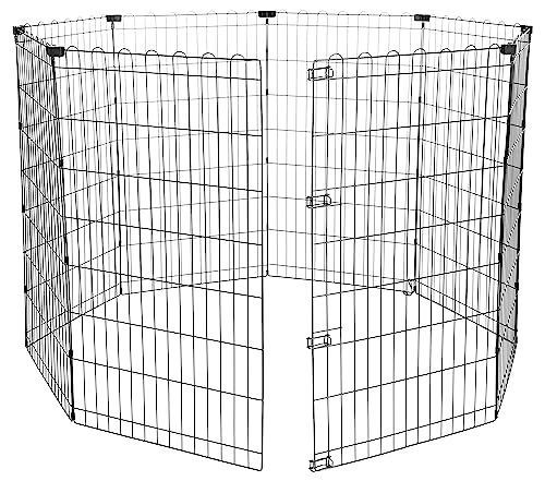 Amazon Basics Foldable Octagonal Metal Exercise Pet Play Pen for Dogs, Fence Pen, No Door, Large, 60 x 60 x 42 Inches, Black