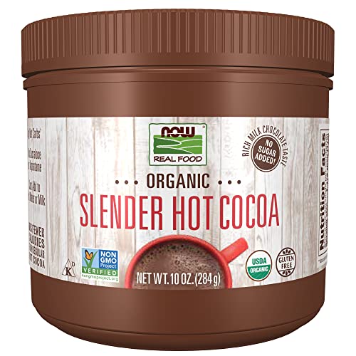 NOW Foods, Organic Cocoa Lovers™ Slender Hot Cocoa, No Sugar Added, Certified Non-GMO, Kosher, 10-Ounce