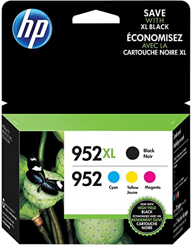 HP 952 _ 952XL (N9K28AN) Ink Cartridges (Cyan Magenta Yellow Black) 4-Pack in Retail Packaging