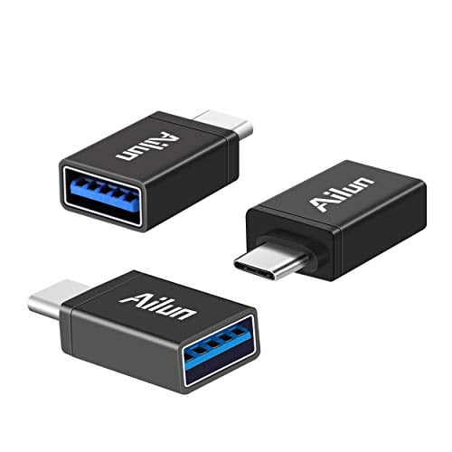 Ailun USB C Adapter Type C Convertor 3Pack High Speed USB C Male to USB A 3.0 Female Converter for Galaxy s20, s20+ S20Ultra S10 Plus Note 10 USB C Power Adapter Fast Charging Speed for Devices Black