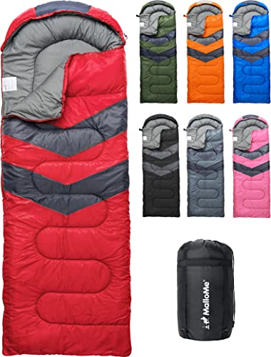 MalloMe Sleeping Bags for Adults Cold Weather & Warm - Backpacking Camping Sleeping Bag for Kids 10-12, Girls, Boys - Lightweight Compact Camping Essentials Gear Accessories Hiking Sleep Must Haves