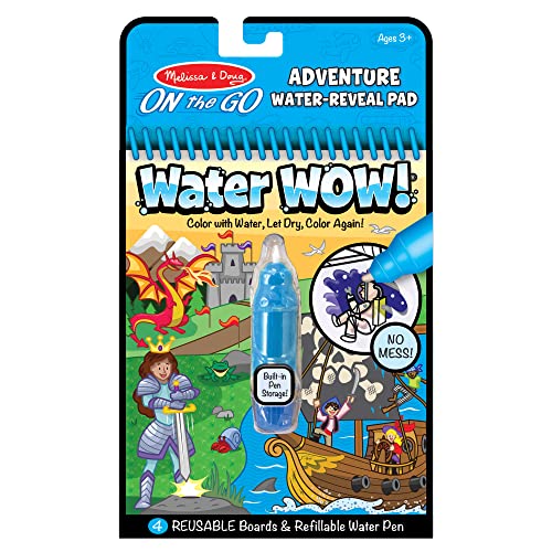 Melissa & Doug On The Go Water Wow! Reusable Water-Reveal Activity Pad – Adventure - - Party Favors, Stocking Stuffers, Travel Toys For Toddlers, Mess Free Coloring Books For Kids Ages 3+