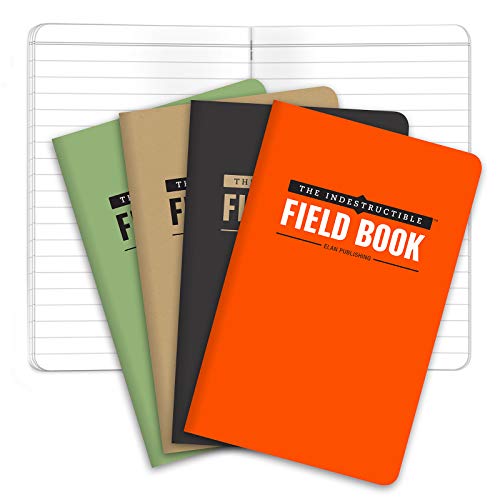 Elan Publishing Company The Indestructible, Waterproof, Tearproof, Weatherproof Field Notebook - 3.5"x5.5" - Combo Colors - Lined Memo Book - Pack of 4