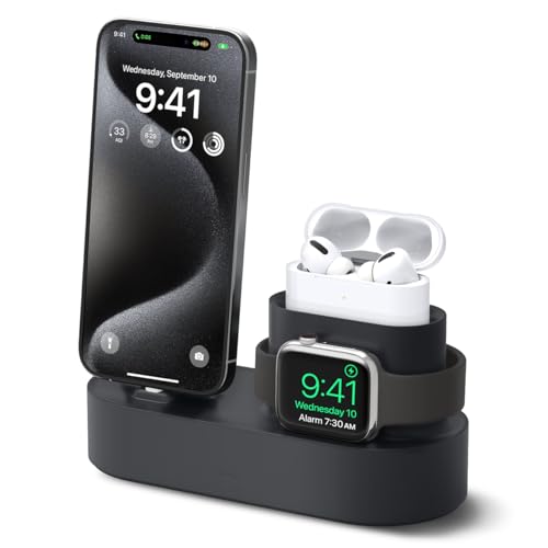 elago 3 in 1 Charging Station Compatible with Apple Products, Apple Watch Series 10_9_8_7_6_5_4_3_2_1_SE, Apple AirPods Pro 2_1, AirPods 3_2_1 and All iPhone Models [Original Cables Required]