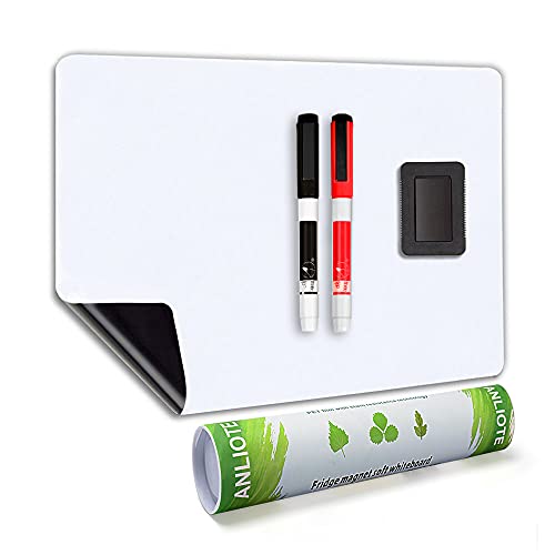 ANLIOTE Magnetic Dry Erase Board Fridge White Board Sheet 20x13", Flexible Refrigerator Magnets Whiteboard Planner for Home Kitchen, 2 Markers and Eraser