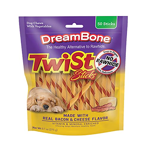 Dreambone Chicken & Vegetable Twist Sticks, Dog Chew Sticks, Rawhide Free Treats for Dogs 50 Count (Pack of 1)