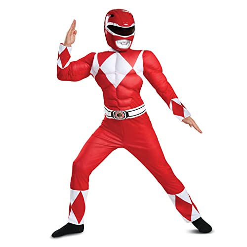 Disguise Red Ranger Classic Muscle Child Costume, Red, Size_(4-6)